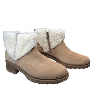 Koolaburra by UGG Tan Berria Fuzz Ankle Boots Size 10 Like New
